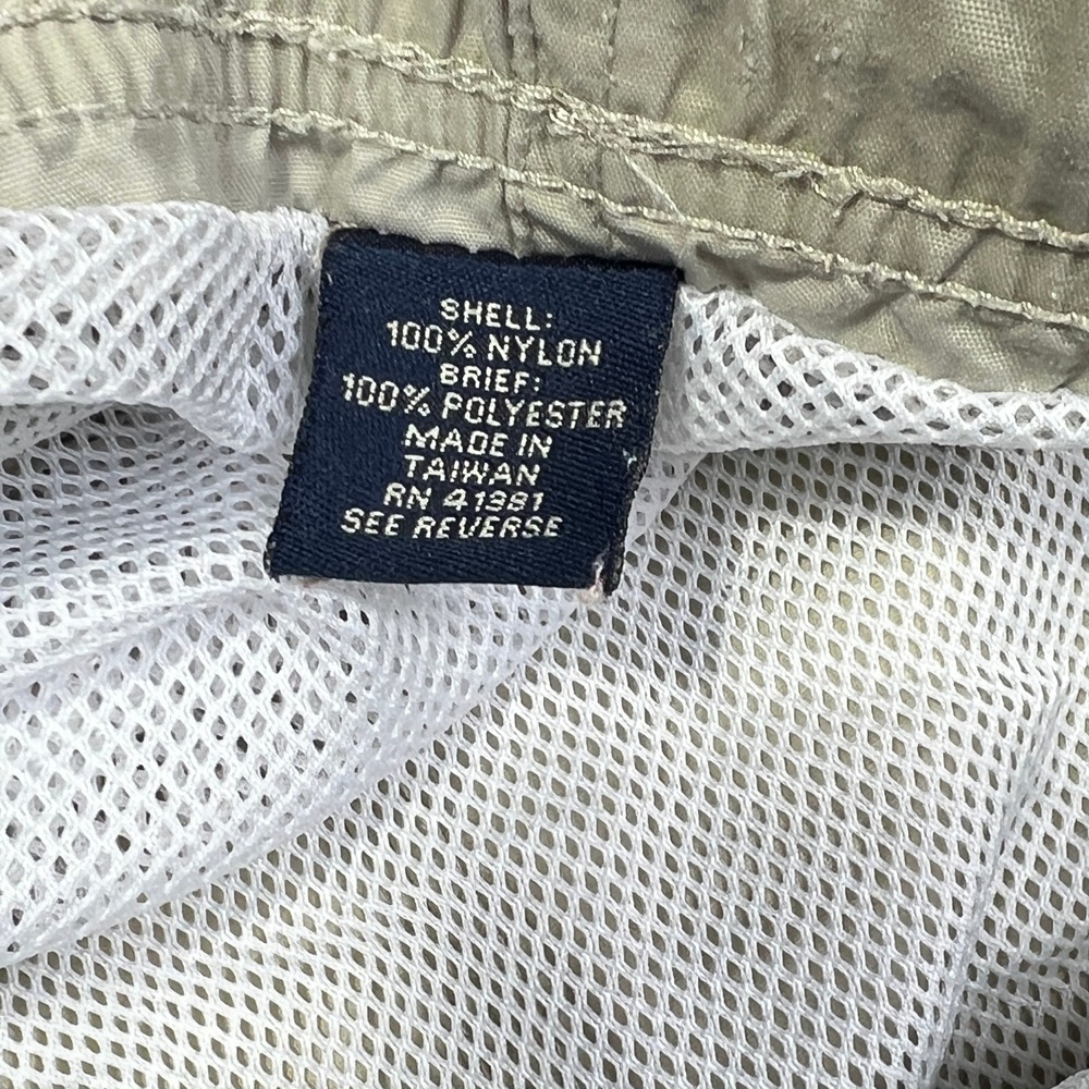 Vintage Polo Sport Ralph Lauren Mens XXL Tan Nylon Swim Trunks USA Flag Logo - Picture 7 of 8